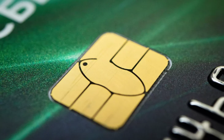 Close up of chip on credit card