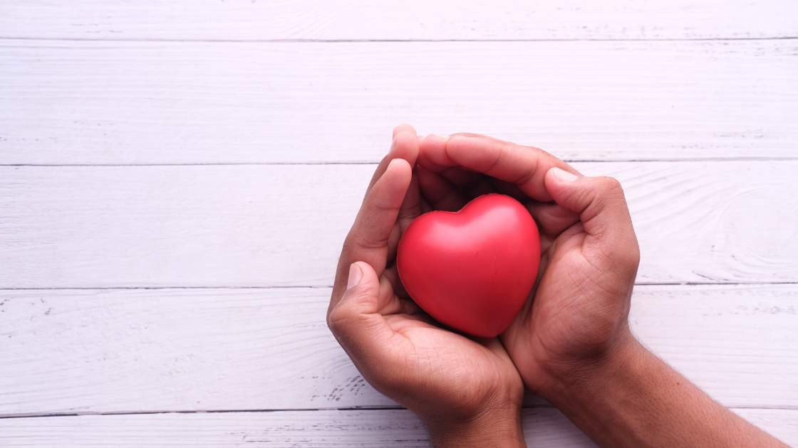 person holding heart object to show giving