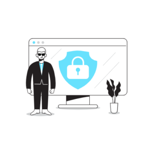 Cyber Fraud Protection with Lock on Computer