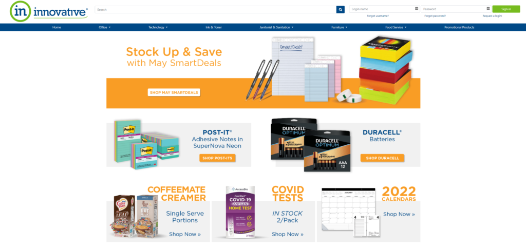 Innovative ecommerce store homepage
