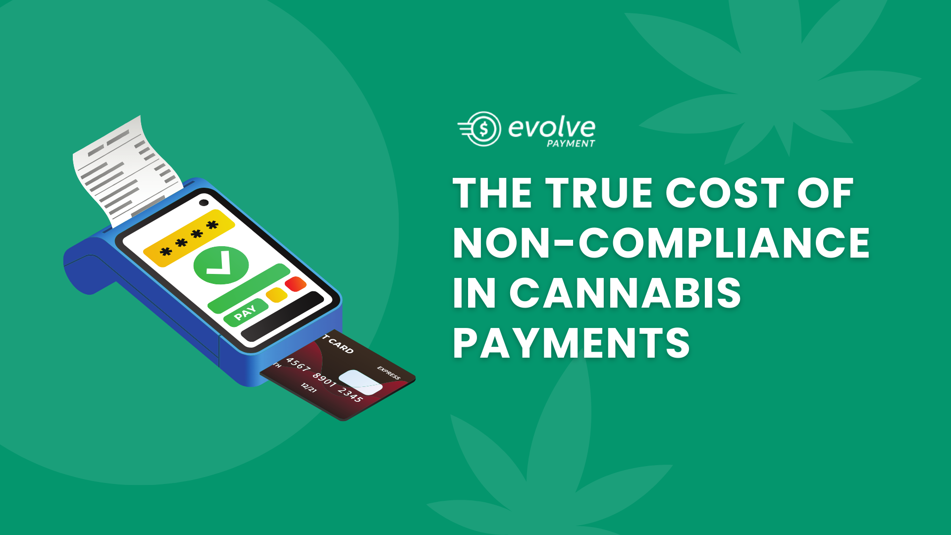 Cashless ATM representing cannabis payment processing next to cannabis leaves